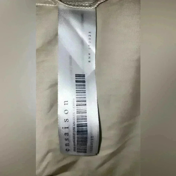 En Saison beige square neck long sleeve lightweight back button top S - Picture 4 of 4